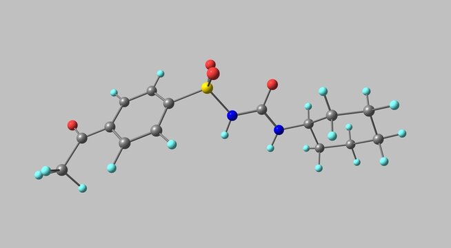 Acetohexamide Molecular Structure Isolated On Grey