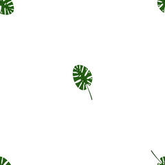 A seamless vector pattern of monstera leaves isolated on transparent background. Designed in green color for web concepts, wraps, templates, prints, backgrounds