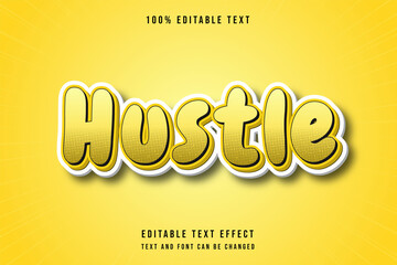 Hustle,3 dimensions editable text effect yellow gradation game style