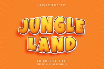 Jungle land,3 dimensions editable text effect yellow gradation orange comic style