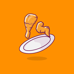 Fried chicken cartoon style illustration. Food concept