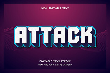 Fototapeta premium Attack,3 dimensions editable text effect modern shadow futuristic style