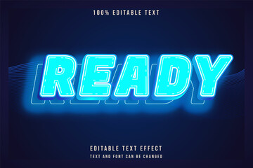 Ready,3 dimensions editable text effect modern neon style