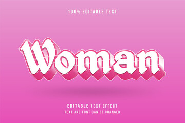 Woman,3 dimensions editable text effect soft pink glass modern shadow comic style