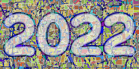 Festive New Year background, bright vector banner, number 2022