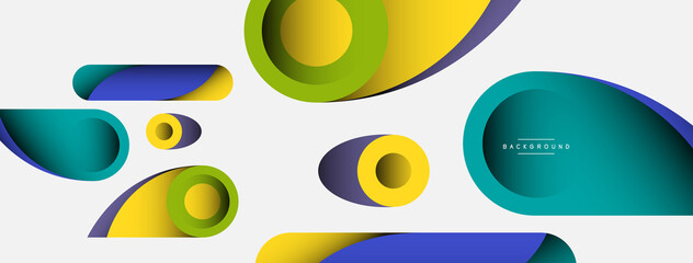 Fototapeta premium Abstract background. Minimal geometric circles and round style shapes with deep shadow effects. Trendy technology business template for wallpaper banner or background