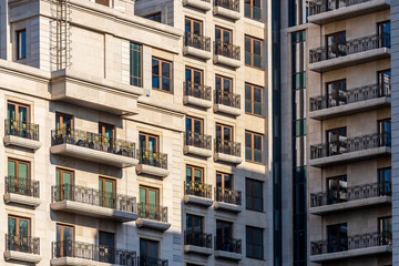Obraz premium The facade in elite modern residential complex . Modern architecture