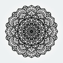 Indian Ornament black white card with mandala