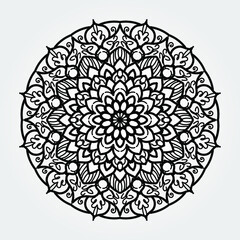 Indian Ornament black white card with mandala