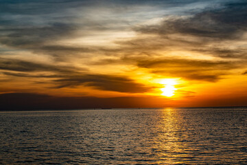 sunset sea golden sky nature beautiful