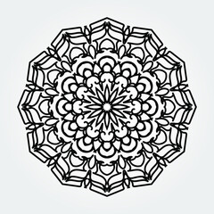 Indian Ornament black white card with mandala