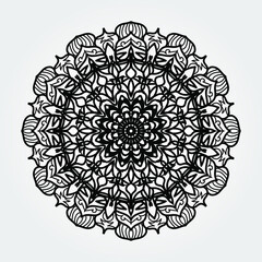 Indian Ornament black white card with mandala