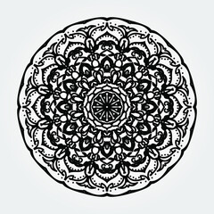 Indian Ornament black white card with mandala