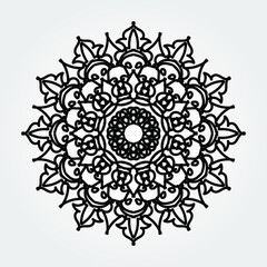 Indian Ornament black white card with mandala