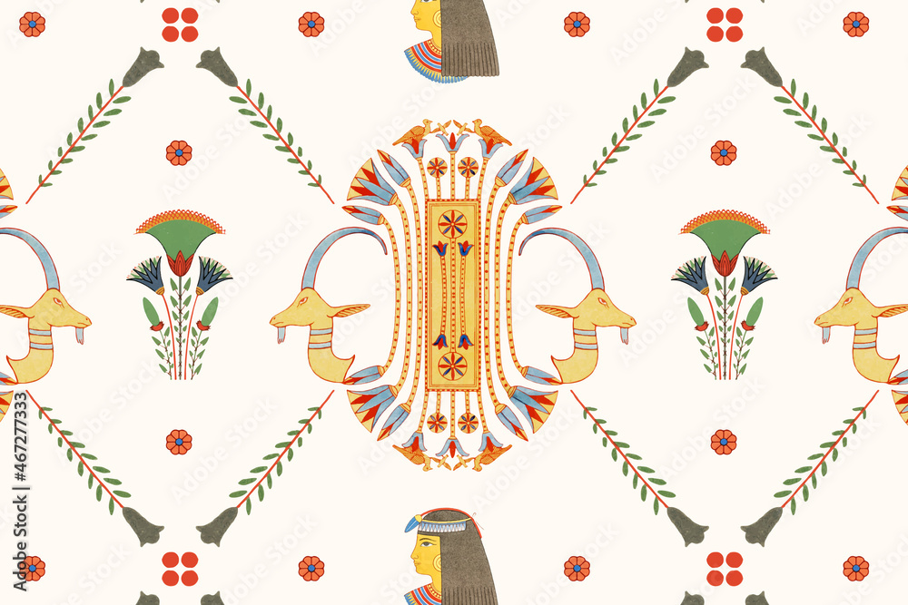 Sticker Egyptian ornamental vector seamless pattern background