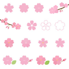 シンプルでかわいい桜のイラストセット