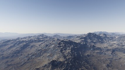 view from a beautiful planet, alien planet landscape, science fiction illustration 3d render