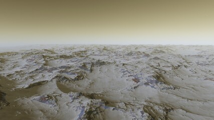 view from a beautiful planet, alien planet landscape, science fiction illustration 3d render