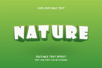 Nature,3 dimensions editable text effect green modern pattern comic shadow style