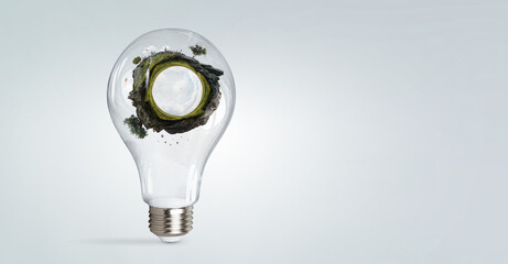 Green curved landscape with grass . Mixed media