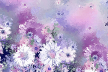 Oil painting chrysanthemum flower illustration