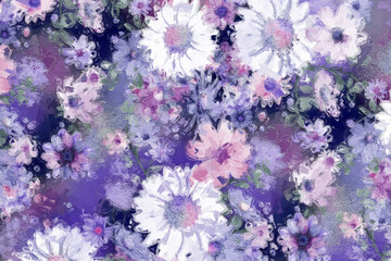 Oil painting chrysanthemum flower illustration