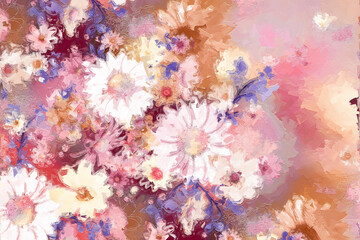 Oil painting chrysanthemum flower illustration