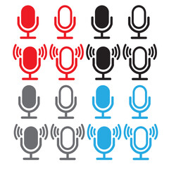 microphone icon on white background. voice sign. record symbol. recording studio.  flat style.