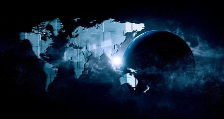 Global technologies concept. Elements of the image furnished by NASA . Mixed media