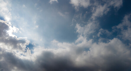 blurred blue sky with clouds and sun in Brazil