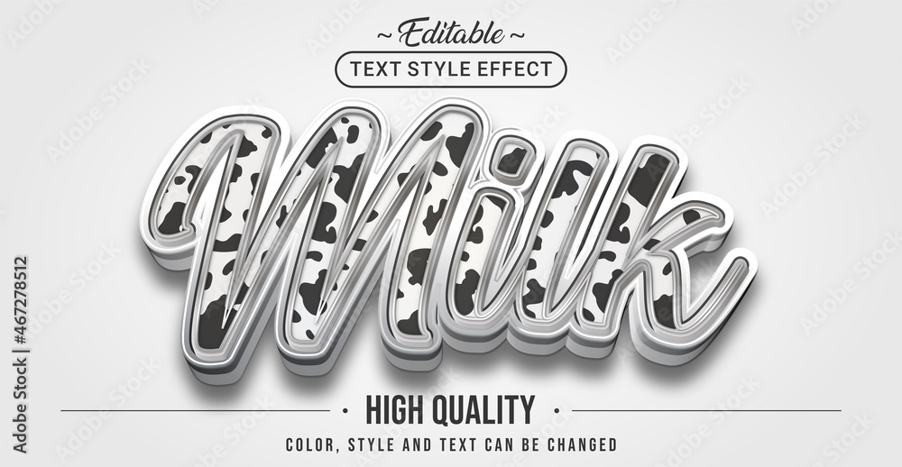 Poster editable text style effect - milk text style theme.