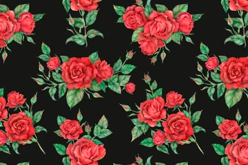 Fotobehang Red rose pattern background vector © Rawpixel.com