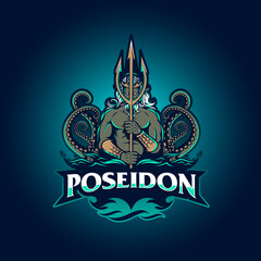 Poseidon e-sport insignia vector format
for e-sport symbol t-shirt print design element or any other purpose