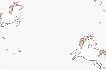 Colorful vector unicorn pastel cartoon on white wallpaper