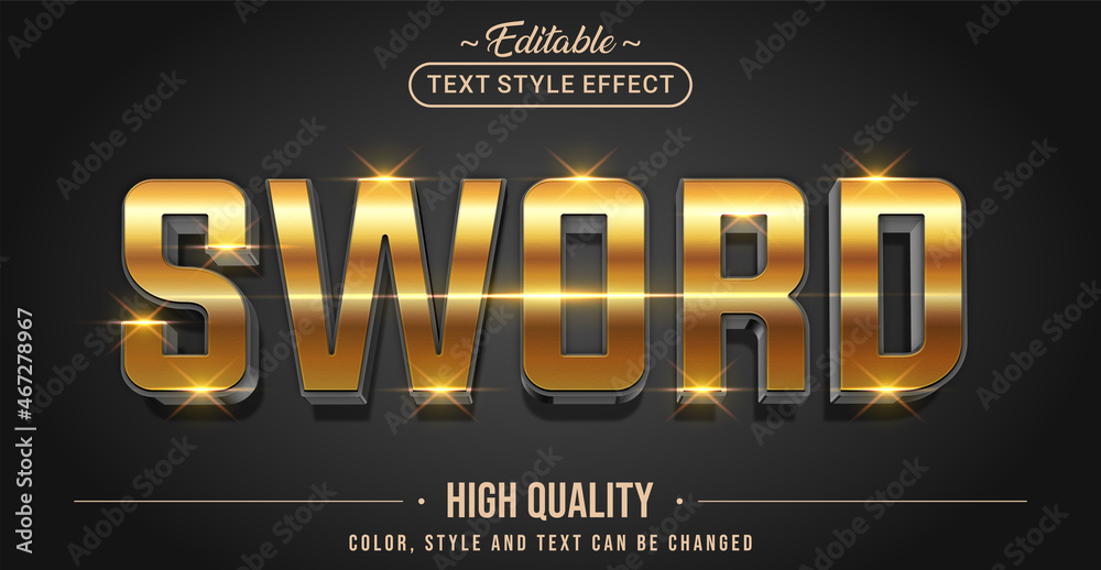 Poster Editable text style effect - Golden Sword text style theme.