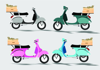 Vector image of delivery by scooter as a symbol for use in conveying meaning. on the transport side 