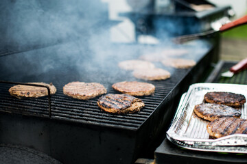 Cooking burgers on the grill