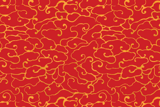 Red gold vector Chinese art cloud pattern background