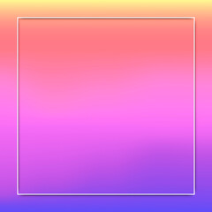 White frame on blue and pink holographic pattern background vector