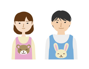 エプロン姿の保育士たち（上半身）
