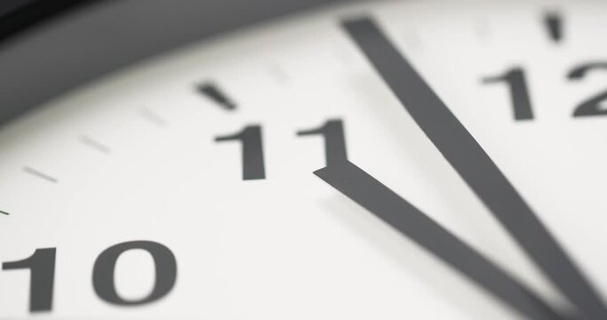 Close up 11 o'clock, the secondhand moves slowly.