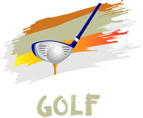 illustration of a golf club and ball
