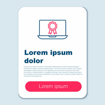 Line Online education with diploma icon isolated on grey background. Diploma online at home. Webinar and video seminar learning. Colorful outline concept. Vector