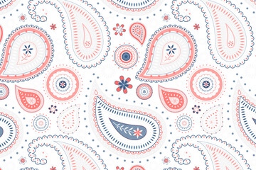 Pink paisley background, cute decorative pattern vector