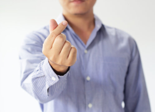 businessman show hand miniheart  sign