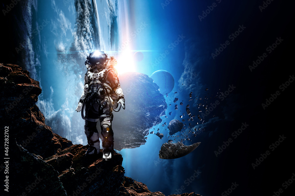 Canvas Prints astronaut walking on an unexplored planet