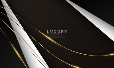 White, black and gold poster with premium vip dynamics on abstract background.