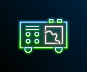 Glowing neon line Spectrometer icon isolated on black background. Colorful outline concept. Vector