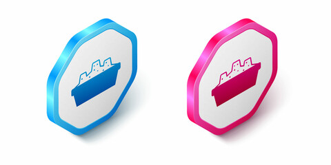 Isometric Sandbox for kids with sand icon isolated on white background. Hexagon button. Vector