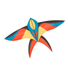 Cartoon kites. Wind flying toy with a ribbon and a tail for children. vector isolated on white background